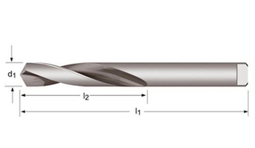 A124 - dormer hss metal duro brillante/templado al vapor 118°  broca extra corta 4 caras con punta soldada de metal duro corta din 8037