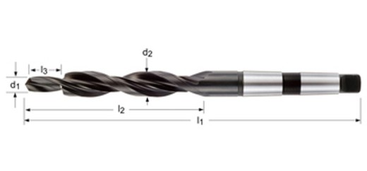 A405 - dormer hss templado al vapor 118°  broca bidiametral de mango cónico - 180° xl brocas bidiametrales 180° din 8377