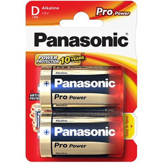 Blister de 2 pilas alcalinas panasonic lr20 de 1,5 v.