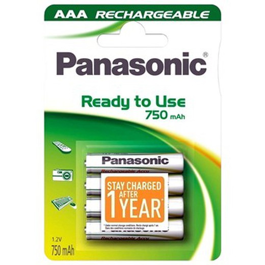 Blisterpackung mit 4 Panasonic P03 1,2 V Ni-MH-Akkus.