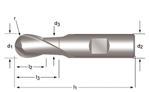 C500 - dormer hss-e brillante din 1835 b shank fresas con punta esferica n din 327 d din 327 d