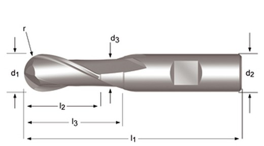 C505 - dormer hss-e brillante din 1835 b shank fresas con punta esferica n din 844 k din 844 k