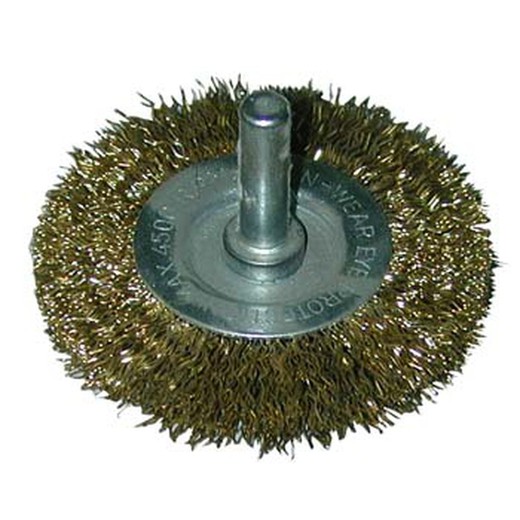 Brosse circulaire à fils ondulés avec broche