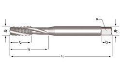 E207 - dormer hss-e brillante m  m machos de máquina estrías helicoidales a 15° estrías helicoidales a 15° din 371