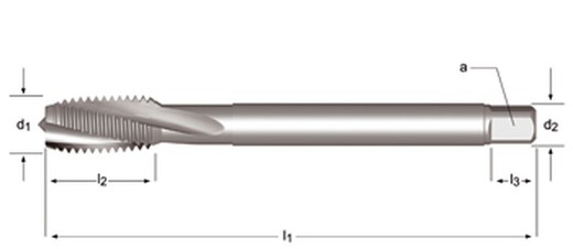 E258 - dormer hss-e brillante m  m machos de máquina estrías helicoidales a 15° estrías helicoidales a 15° din 376