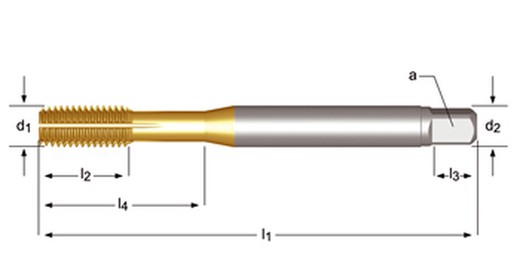 E294 - dormer hss-e tin m  m machos de laminación, con ranuras de lubrificación fluteless oil grooves din 2174