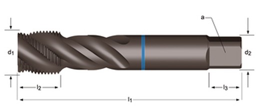 E382 - dormer hss-e-pm templado al vapor shark g(bsp)  g(bsp) macho de máquina helicoidal 40º shark (anillo azul) estrías helicoidales a 40° din 5156