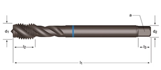 E383 - dormer hss-e-pm templado al vapor shark mf  mf macho de máquina helicoidal 40º shark (anillo azul) estrías helicoidales a 40° din 374