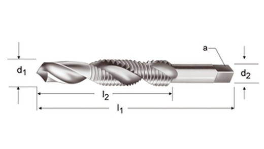 E653 - dormer hss brillante npt  npt combinación broca-macho estrías helicoidales a 27° estrías helicoidales a 27° ansi