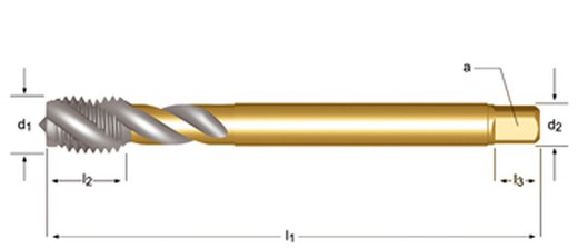 Ex10 - dormer hss-e brillante mf  mf machos de máquina estrías helicoidales a 45° estrías helicoidales a 45° din 374