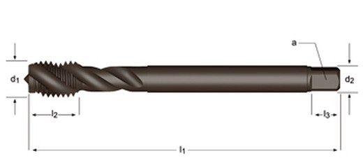 Ex11 - dormer hss-e templado al vapor mf  mf machos de máquina estrías helicoidales a 45° estrías helicoidales a 45° din 374