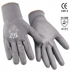 Guantes de nylon gris y recubrimiento de poliuretano gris en palma mod. 500g2 uretan