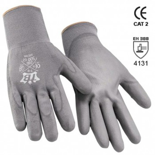 Guantes de nylon gris y recubrimiento de poliuretano gris en palma mod. 500g2 uretan