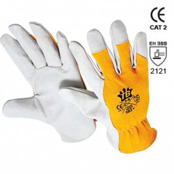 Guantes de piel flor cabra gris mod. 182y