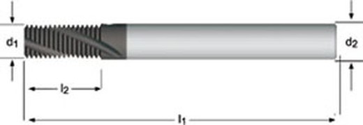 J210 - dormer metal duro alcrona pro m  fresa para rosca m con ángulo de hélice de 27° estrías helicoidales a 27° dormer