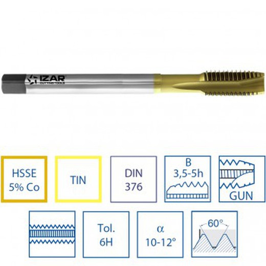 Máquina reta macho com rosca métrica para aço inoxidável DIN-376 mod. 3249