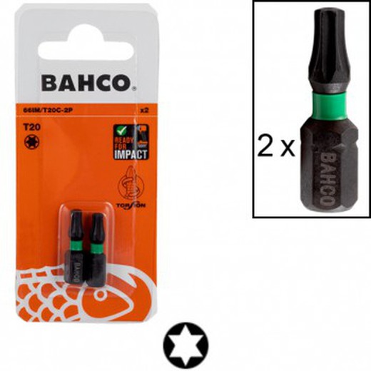 Pack de puntas de torsión de impacto (2 unidades) (1/4" x 25 mm) para tornillos con hueco torx® ref. 66im/t