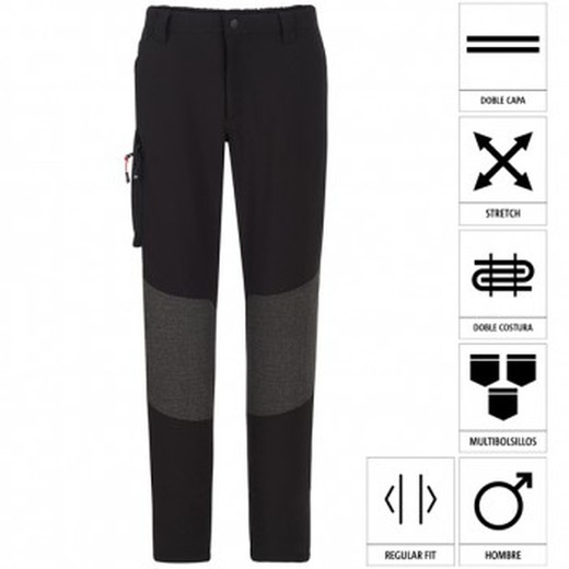 Pantalón regular fit con estilo trekking y refuerzos en trasero mod. 04830