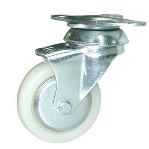 Roda de nylon com suporte giratório (placa)