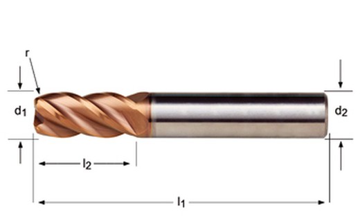 S523 - dormer metal duro tisin din 6535 ha shank fresas con radios en el extremo n dormer dormer