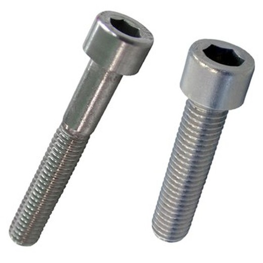 Tornillo din-912 de cabeza cilíndrica con hueco hexagonal, de acero inoxidable a2 y rosca métrica.