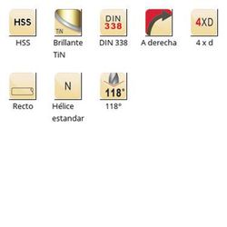 A002 - forets dormer hss brillant/étain 002 118° ps 002 série courte auto-centrant série courte din 338
