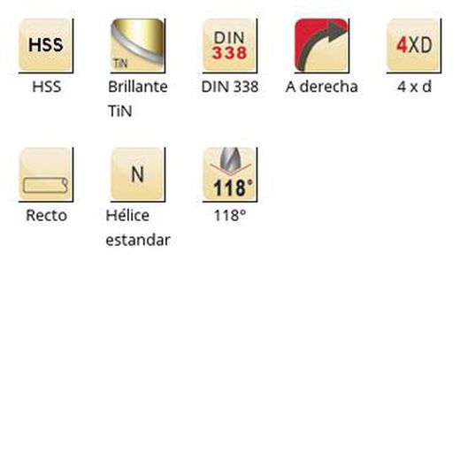 A002 - forets dormer hss brillant/étain 002 118° ps 002 série courte auto-centrant série courte din 338