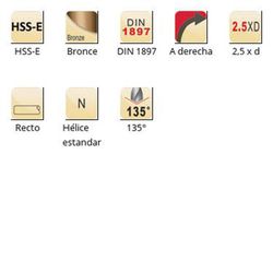 A117 - Foret extra court Dormer HSS-E Bronze 135° DIN 1897