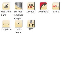 A124 - Foret Dormer HSS carbure trempé brillant/à la vapeur 118° extra court 4 pans avec pointe courte brasée au carbure DIN 8037