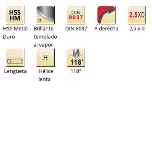 A124 - Foret Dormer HSS carbure trempé brillant/à la vapeur 118° extra court 4 pans avec pointe courte brasée au carbure DIN 8037