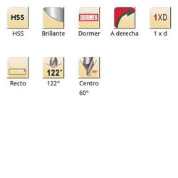 A201 - Forets à centrer Dormer HSS brillants 122° - Fraise centrale 60° Dormer 60°