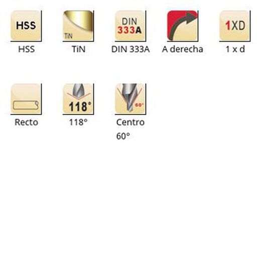 A205 - Forets à centrer Dormer HSS Tin 118° - Fraise à centrer 60° DIN 333A