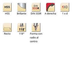 A210 - Forets à centrer Dormer HSS brillants 118° - forme à rayon court, forme à rayon central DIN 333R