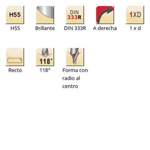 A210 - Forets à centrer Dormer HSS brillants 118° - forme à rayon court, forme à rayon central DIN 333R