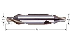 A225 - Forets à centrer Dormer HSS brillants 120° - Fraise centrale 60° BS 328