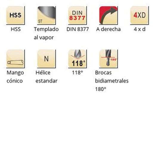 A405 - Foret Dormer HSS trempé à la vapeur, tige conique 118°, deux diamètres - Forets XL 180° à deux diamètres DIN 8377