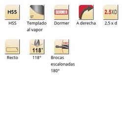 A413 - Foret étagé Dormer HSS trempé à la vapeur 118° Série courte Forets étagés Dormer 180°