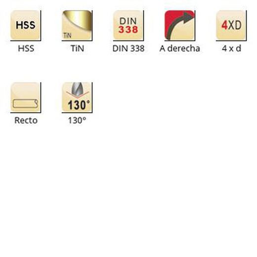 A510 - Foret Dormer HSS Tin ADX 130° ADX, série courte DIN 338