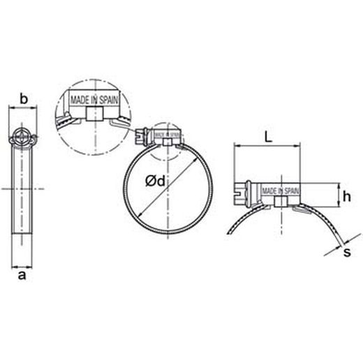 Abrazadera asfa-l inoxidable w4 serie ligera din 3017.
