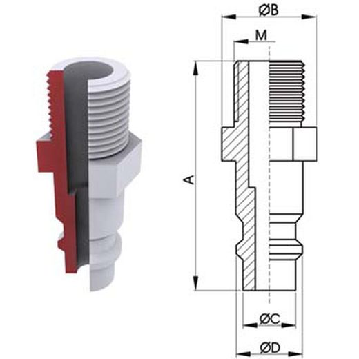 Adaptador rosca macho ref. 182