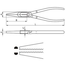 Pince à bec demi-rond à pointe droite et poignées en PVC