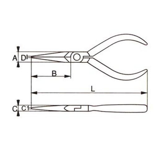 Pince de manutention à becs droits demi-ronds