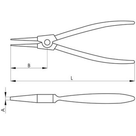 Pince à bec droit pour circlips extérieurs