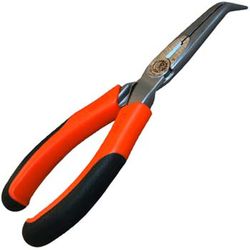 Pince à bec demi-rond avec pointe courbée et poignées bi-matière