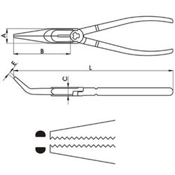 Pince à bec demi-rond avec pointe courbée et poignées bi-matière