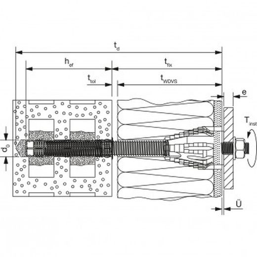 Ancrage à distance pour façades avec isolation thermique réf. Thermax 12/16