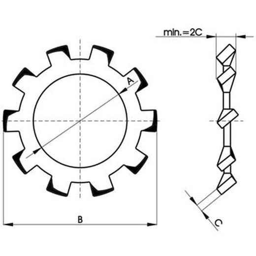 Arandela dentada elástica din-6797 a.