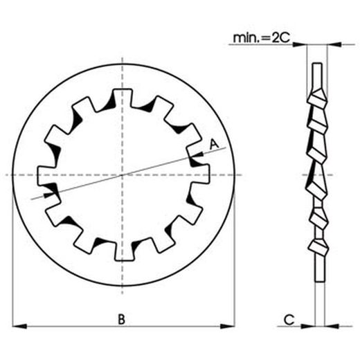 Arandela dentada elástica din-6797 j.