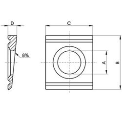 Arandela din-434 cuadrada 8% en cuna para perfiles "upn", de acero.