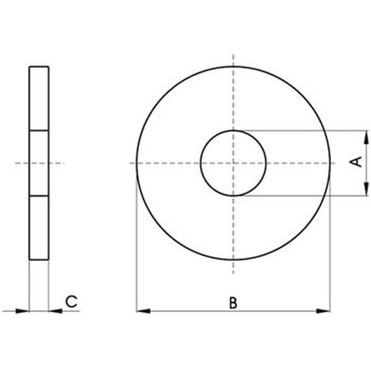 Arandela din-9021 plana b˜3xa, de acero.